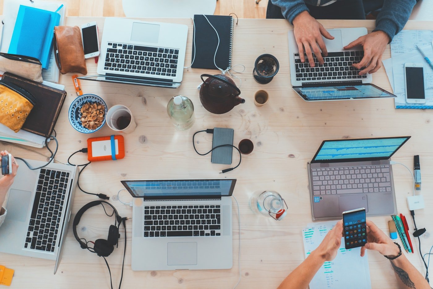Business leaders planning technology strategy in a modern workplace