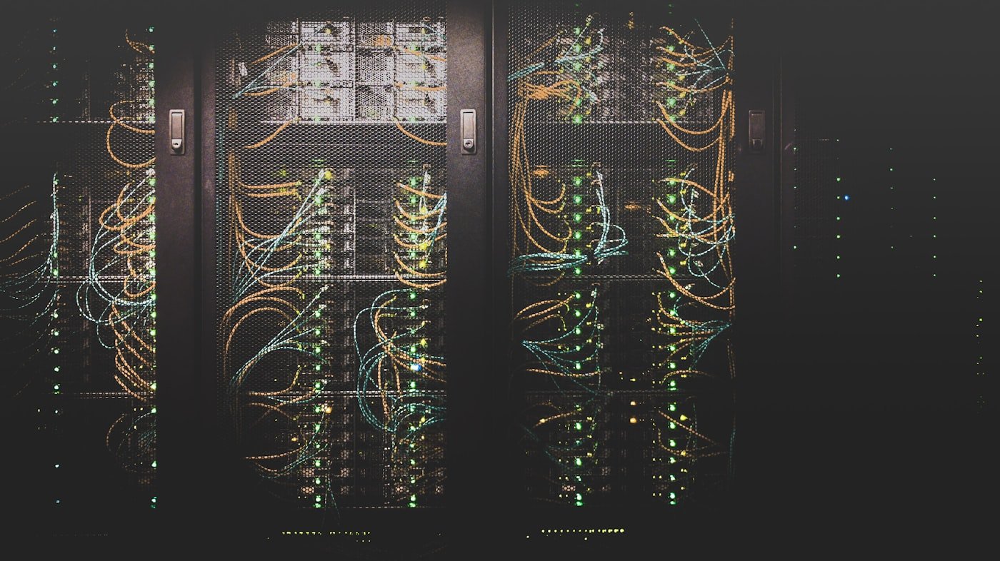 Server room with network infrastructure equipment
